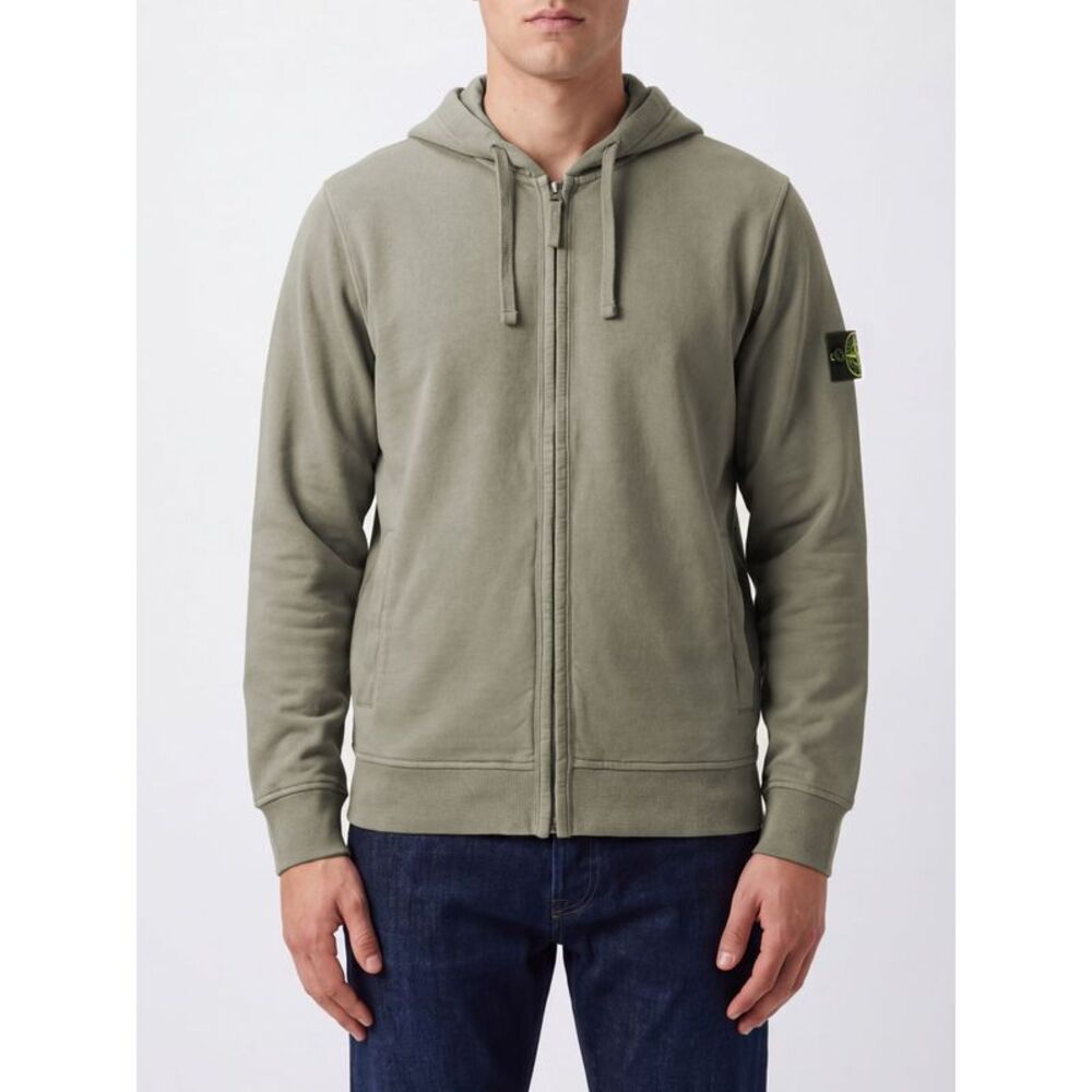 Stone Island Men Stone Island Cotton Zip-Up Hoodie With Dropped Shoulders